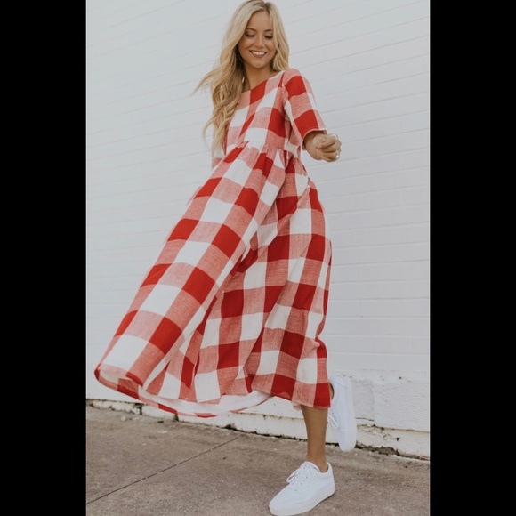 Roolee red plaid gingham Maddie mom midi maxi dress
Size: small - Picture 5 of 13